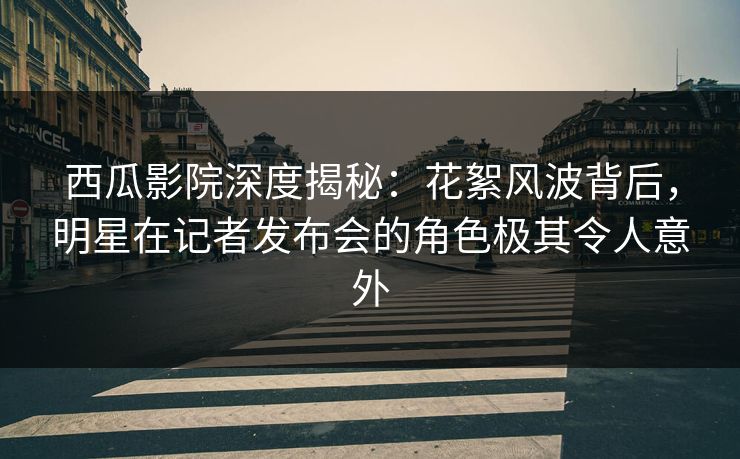 西瓜影院深度揭秘：花絮风波背后，明星在记者发布会的角色极其令人意外