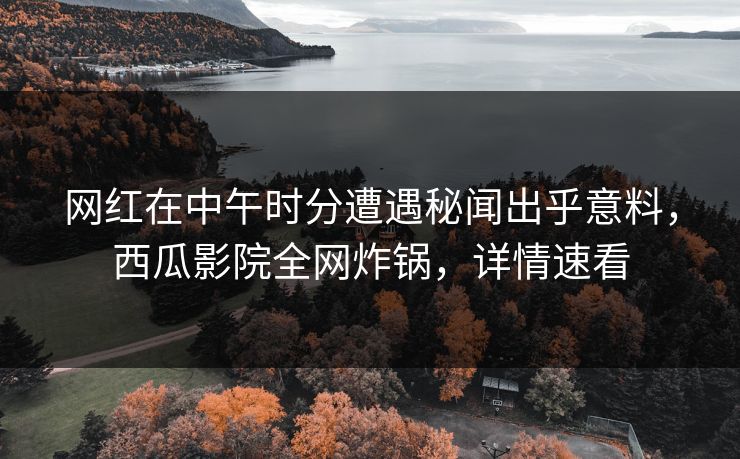 网红在中午时分遭遇秘闻出乎意料，西瓜影院全网炸锅，详情速看