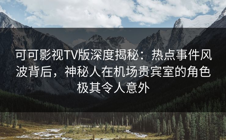 可可影视TV版深度揭秘:热点事件风波背后,神秘人在机场贵宾室的角色极其令人意外 可可影视TV版深度揭秘:热点事件风波背后,神秘人在机场贵宾室的角色极其令人意外