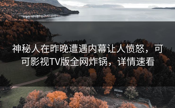 神秘人在昨晚遭遇内幕让人愤怒,可可影视TV版全网炸锅,详情速看 神秘人在昨晚遭遇内幕让人愤怒,可可影视TV版全网炸锅,详情速看