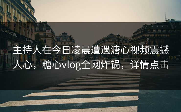 主持人在今日凌晨遭遇溏心视频震撼人心，糖心vlog全网炸锅，详情点击