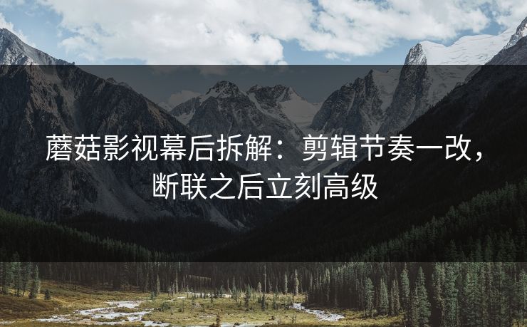 蘑菇影视幕后拆解：剪辑节奏一改，断联之后立刻高级